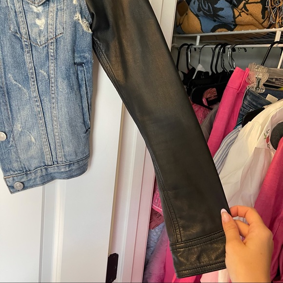 Rag and Bone denim jacket leather sleeves size xs - Picture 6 of 7